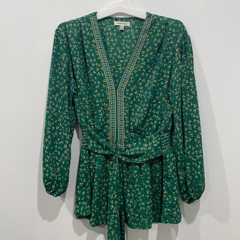 Max-Studio Crepe Tie Front Blouse Size Small - Picture 4 of 14